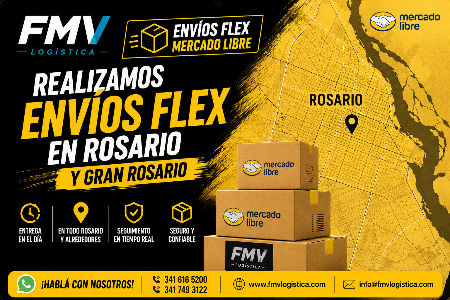 Publicidad de Envíos Flex de FMV Logística en Rosario y Gran Rosario